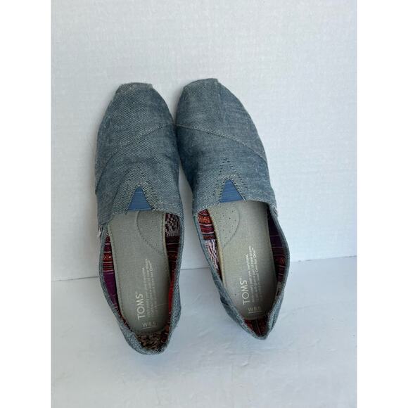 Toms Classic Alpargata Flat Shoes Blue Canvas Lightweight Slip On Loafer Sz 8.5 - Picture 3 of 10